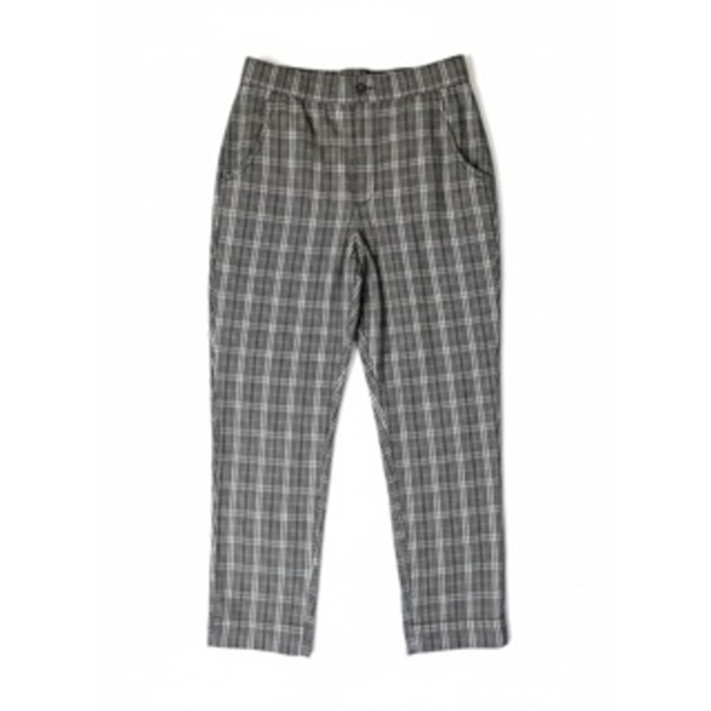 Hollister Womens Plaid High Rise Tapered Pants Black White Grey Size‎ M